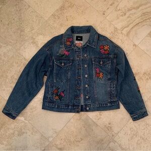 BDG Blue Denim Jacket with Colorful Embroidery